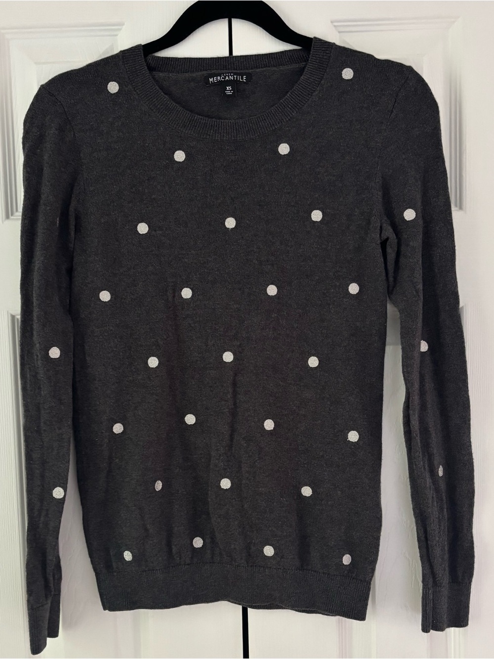 J. Crew Mercantile Charcoal Gray Polka Dot Scoopneck Sweater
